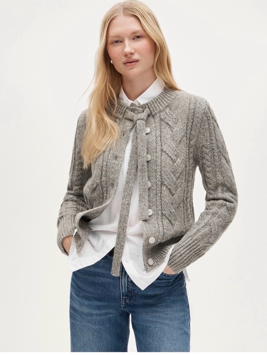 J. Crew Sweaters - NWT J. Crew Wool Blend Bow Tie Cardigan Gray M